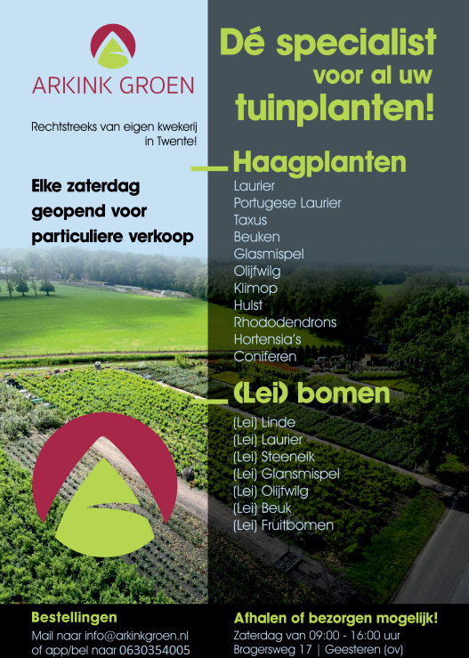 Advertentie en handtekening Arkink Groen